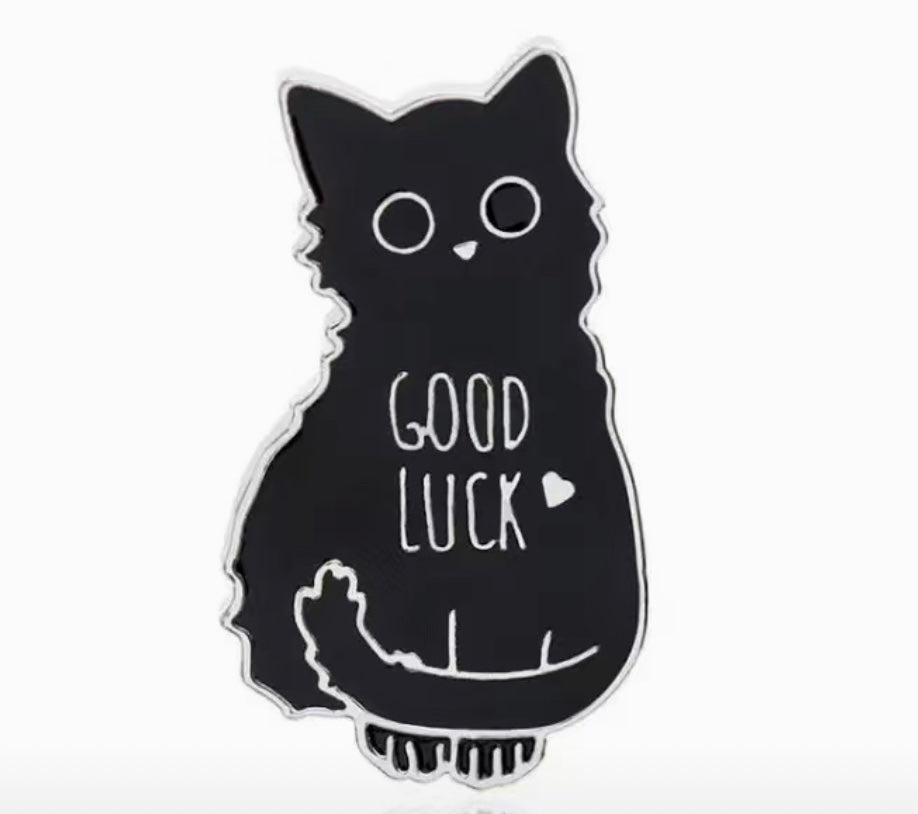 Good Luck Black Cat Enamel Pin Crystals And Pearls Australia