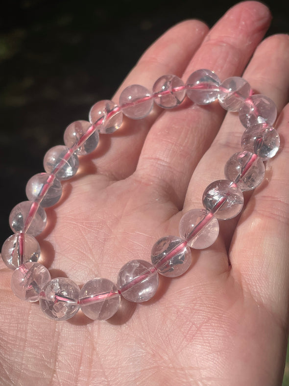 Ice Rose Quartz| Girasol | 9-10mm | Bead Bracelets