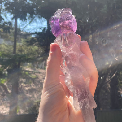 Rose Carving | Bahia Amethyst | Hollandite Inclusions
