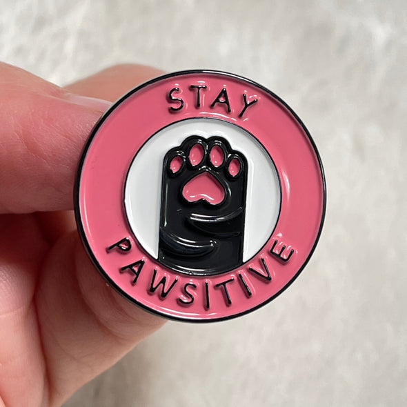 Stay Pawsitive Enamel Pin | Positive