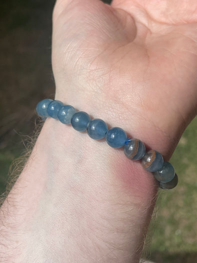 Lemurian Aquatine | Blue Onyx | 7mm | Bead Bracelets