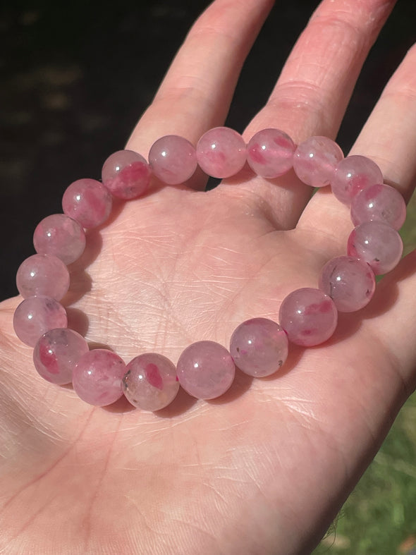 Gem Rhodonite in Quartz | 7-9mm | Bead Bracelets