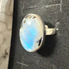 Rainbow Moonstone | Sterling Silver Ring | Size 8 aka Q