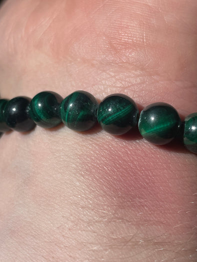 Chatoyant Malachite | Natural Cat Eye | Round | 6mm | Bead Bracelets