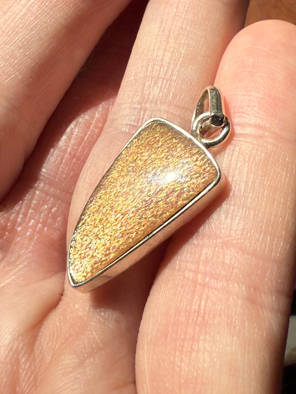 Meteor Shower Sunstone | Sterling Silver Pendant | Tanzania