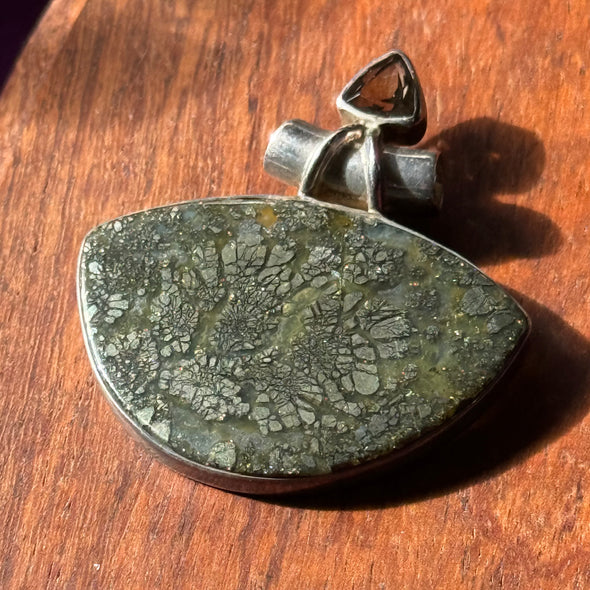 Marcasite in Quartz | Sterling Silver Pendant | Smoky Quartz