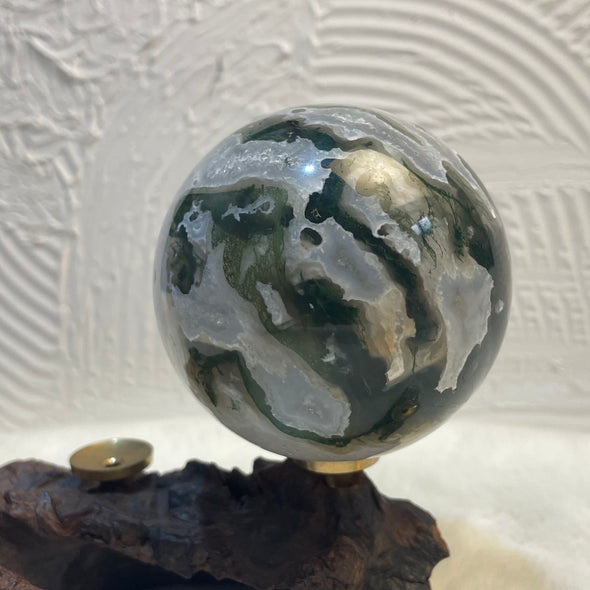 Moss Agate Sphere | with  Chalcedony & Quartz