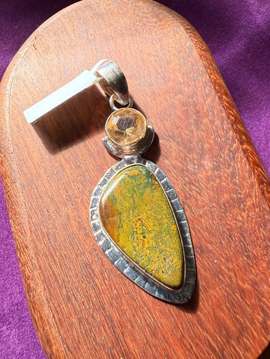 Rainforest Jasper & Obsidian | Sterling Silver Pendant | Ryolite