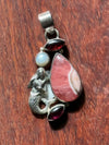 Mermaid | Sterling Silver Pendant | Rhodochrosite Garnet Pearl