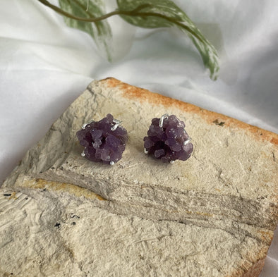 Druzy Grape Agate | Stelring Silver Earrings | Stud