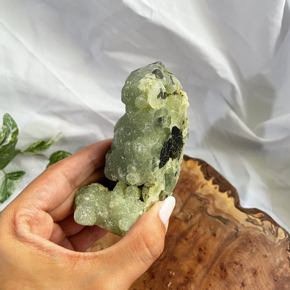 Epidote in Prehnite Partial Polished Generator with Raw Sides