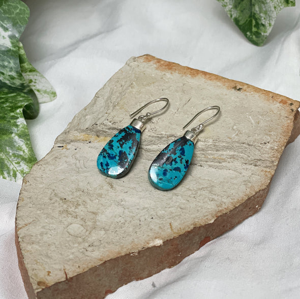 Chrysocolla with Azurite | Sterling Silver Earrings
