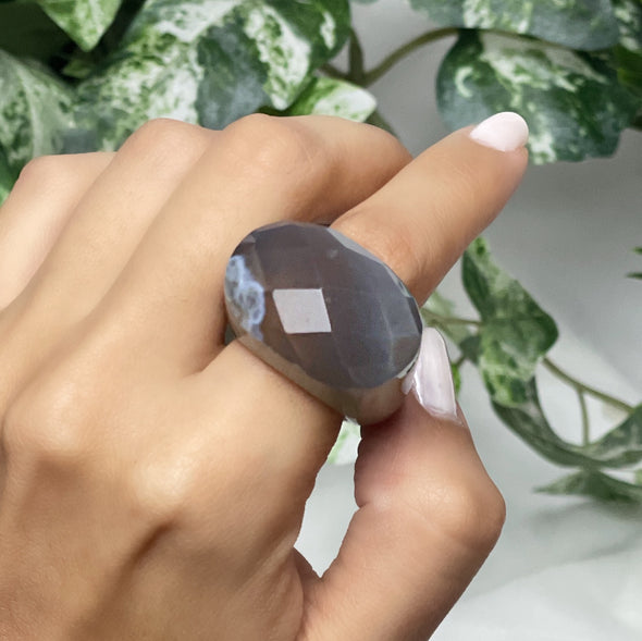 Agate Ring | Size 8.5 | Faceted