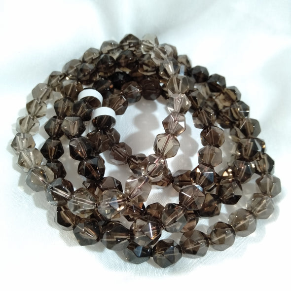 Smoky Quartz Diamond Cut Bead Bracelets