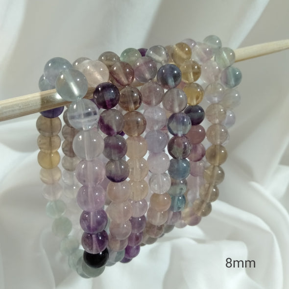 Rainbow Fluorite Round Bead Bracelets