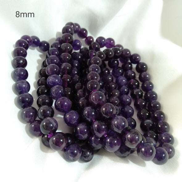 High Grade Amethyst Round Bead Bracelets