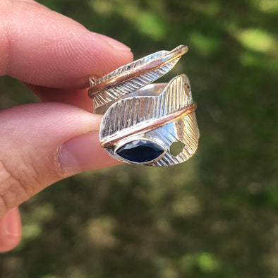 Iolite with Copper Sterling Silver Ring 7.25 (O)