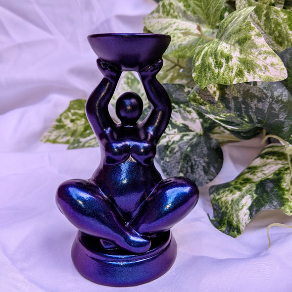 Seated Goddess Sphere Holder - Purple-Blue or Black or Bronze ✨
