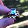 Blue Topaz with Tri-tone metals over Sterling Silver Ring 5.75 (L)
